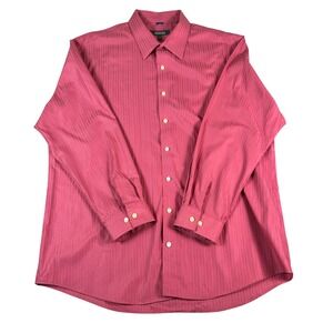 Kenneth Cole Reaction Mens Pink Stripe Slim Fit Dress Shirt 18 34-35 Cotton